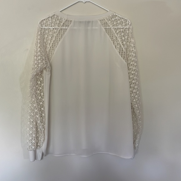 LOFT long lace sleeve white blouse. Size M. - Picture 2 of 4